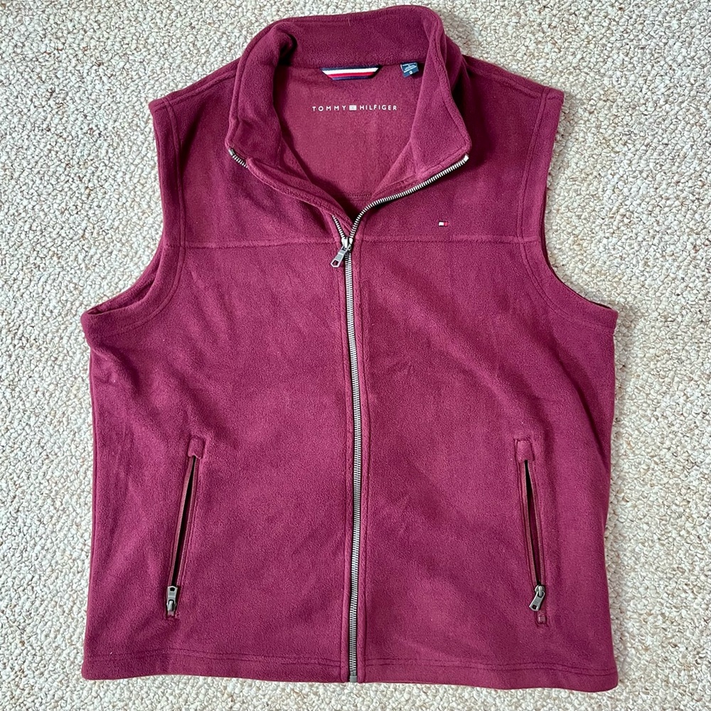 Tommy Hilfiger burgundy fleece vest